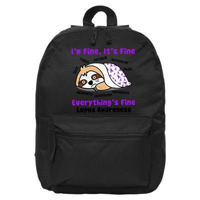 Sloth Lupus Warrior I'm Fine It's Fine Everything's Fine Invisible Illness 16 in Basic Backpack