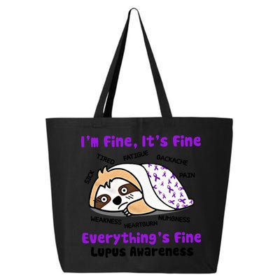Sloth Lupus Warrior I'm Fine It's Fine Everything's Fine Invisible Illness 25L Jumbo Tote