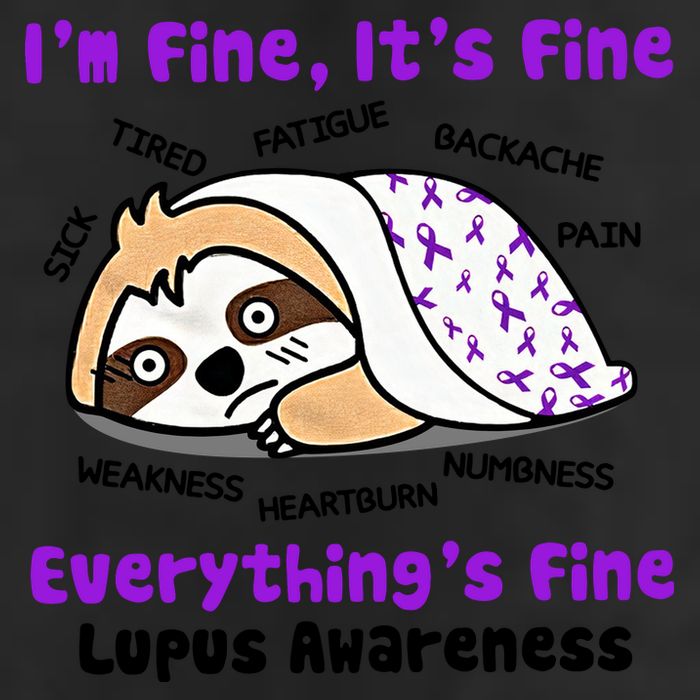 Sloth Lupus Warrior I'm Fine It's Fine Everything's Fine Invisible Illness 25L Jumbo Tote