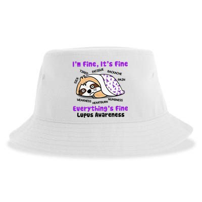 Sloth Lupus Warrior I'm Fine It's Fine Everything's Fine Invisible Illness Sustainable Bucket Hat