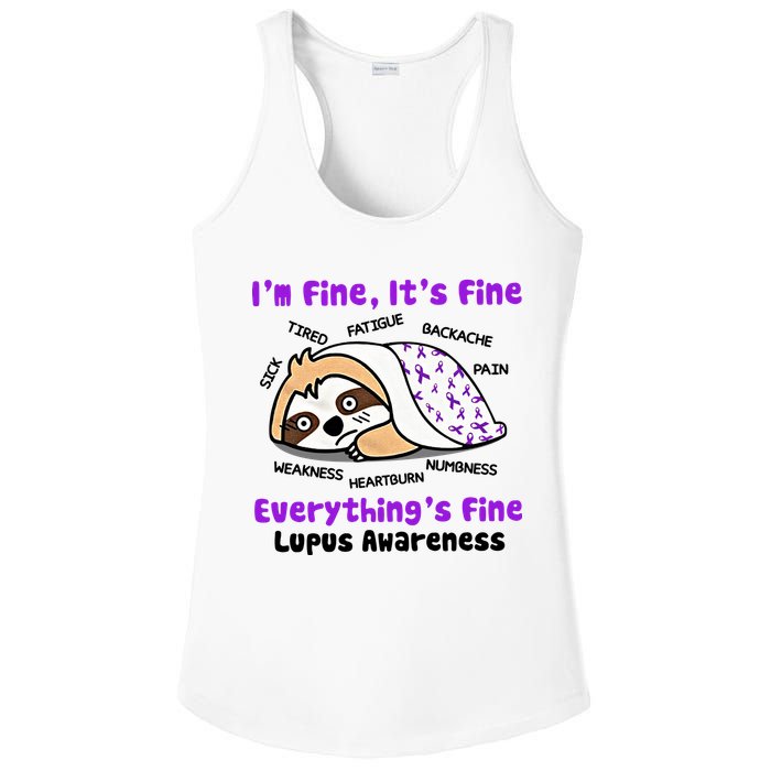 Sloth Lupus Warrior I'm Fine It's Fine Everything's Fine Invisible Illness Ladies PosiCharge Competitor Racerback Tank