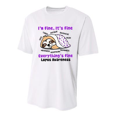 Sloth Lupus Warrior I'm Fine It's Fine Everything's Fine Invisible Illness Youth Performance Sprint T-Shirt