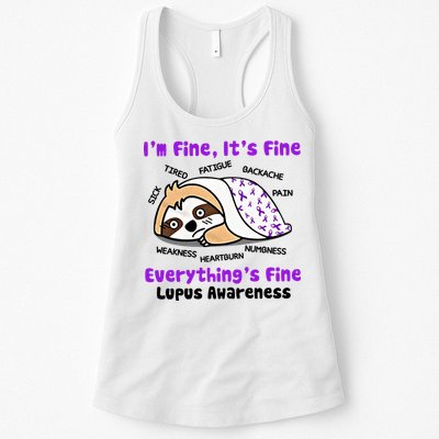 Sloth Lupus Warrior I'm Fine It's Fine Everything's Fine Invisible Illness Womens Tank Top