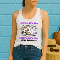 Sloth Lupus Warrior I'm Fine It's Fine Everything's Fine Invisible Illness Womens Tank Top