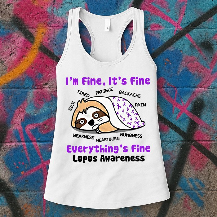 Sloth Lupus Warrior I'm Fine It's Fine Everything's Fine Invisible Illness Womens Tank Top