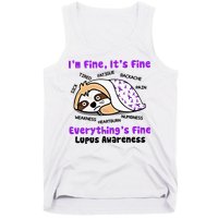 Sloth Lupus Warrior I'm Fine It's Fine Everything's Fine Invisible Illness Tank Top