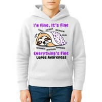 Sloth Lupus Warrior I'm Fine It's Fine Everything's Fine Invisible Illness Kids Hoodie