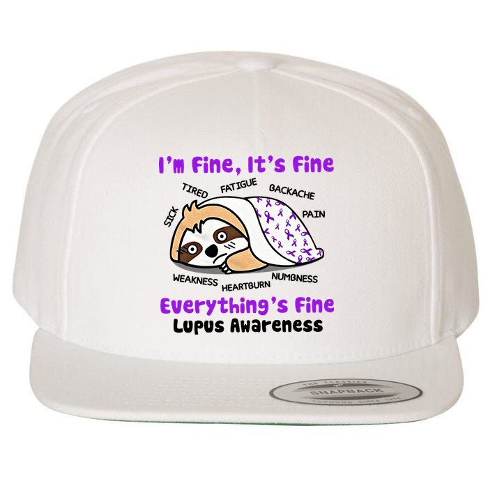 Sloth Lupus Warrior I'm Fine It's Fine Everything's Fine Invisible Illness Wool Snapback Cap