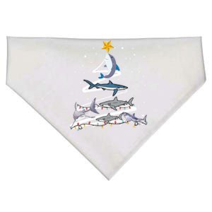 Shark Lover Xmas Tree Lights Santa Shark Christmas Gift USA-Made Doggie Bandana