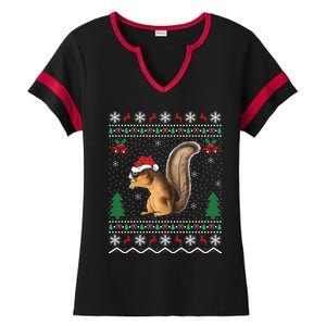 Squirrel Lover Xmas Ugly Santa Hat Squirrel Christmas Gift Ladies Halftime Notch Neck Tee