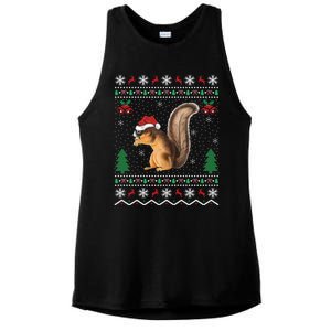 Squirrel Lover Xmas Ugly Santa Hat Squirrel Christmas Gift Ladies PosiCharge Tri-Blend Wicking Tank