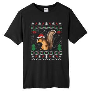 Squirrel Lover Xmas Ugly Santa Hat Squirrel Christmas Gift Tall Fusion ChromaSoft Performance T-Shirt