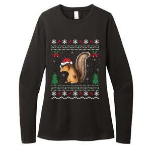 Squirrel Lover Xmas Ugly Santa Hat Squirrel Christmas Gift Womens CVC Long Sleeve Shirt