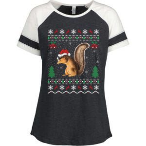 Squirrel Lover Xmas Ugly Santa Hat Squirrel Christmas Gift Enza Ladies Jersey Colorblock Tee