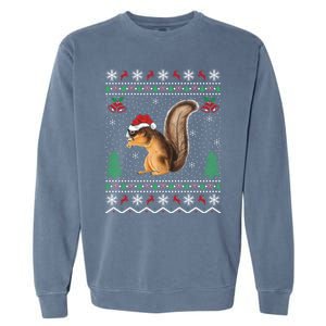 Squirrel Lover Xmas Ugly Santa Hat Squirrel Christmas Gift Garment-Dyed Sweatshirt