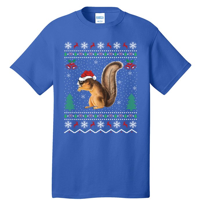 Squirrel Lover Xmas Ugly Santa Hat Squirrel Christmas Gift Tall T-Shirt