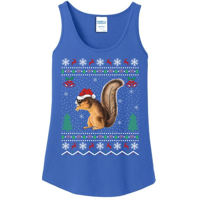 Squirrel Lover Xmas Ugly Santa Hat Squirrel Christmas Gift Ladies Essential Tank