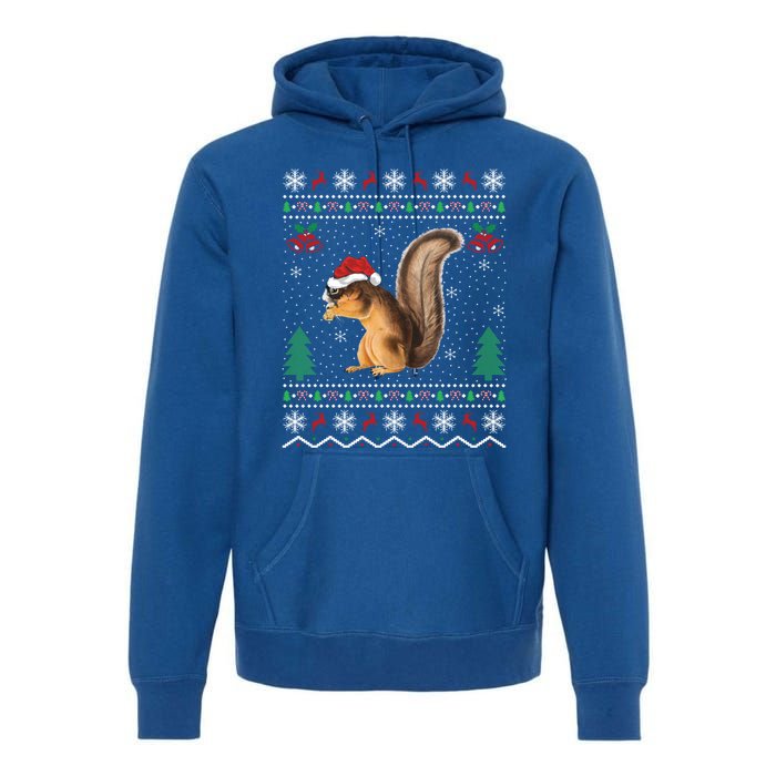 Squirrel Lover Xmas Ugly Santa Hat Squirrel Christmas Gift Premium Hoodie