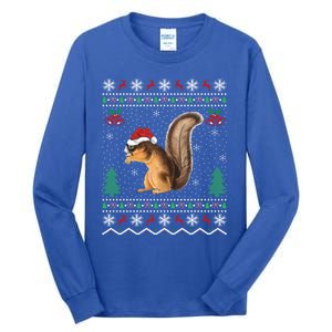 Squirrel Lover Xmas Ugly Santa Hat Squirrel Christmas Gift Tall Long Sleeve T-Shirt