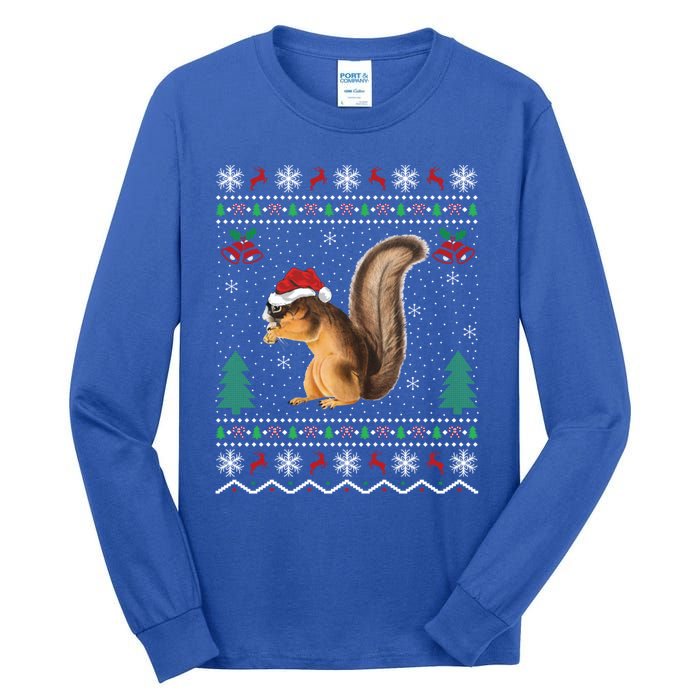 Squirrel Lover Xmas Ugly Santa Hat Squirrel Christmas Gift Tall Long Sleeve T-Shirt