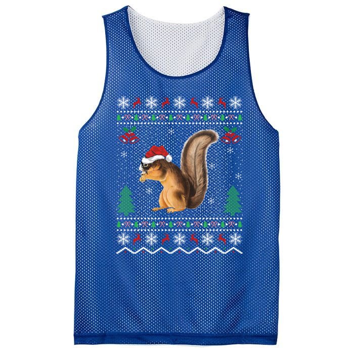 Squirrel Lover Xmas Ugly Santa Hat Squirrel Christmas Gift Mesh Reversible Basketball Jersey Tank