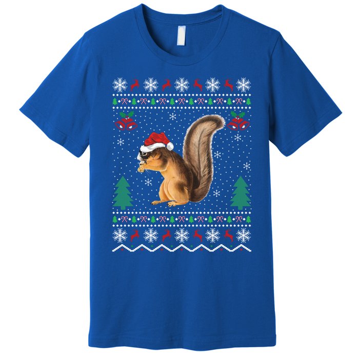 Squirrel Lover Xmas Ugly Santa Hat Squirrel Christmas Gift Premium T-Shirt