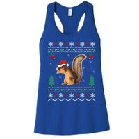 Squirrel Lover Xmas Ugly Santa Hat Squirrel Christmas Gift Women's Racerback Tank