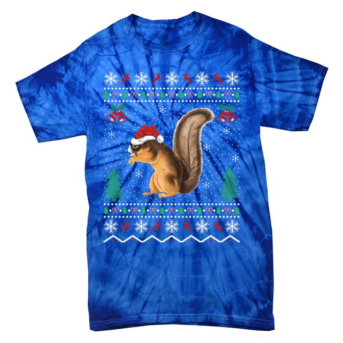 Squirrel Lover Xmas Ugly Santa Hat Squirrel Christmas Gift Tie-Dye T-Shirt