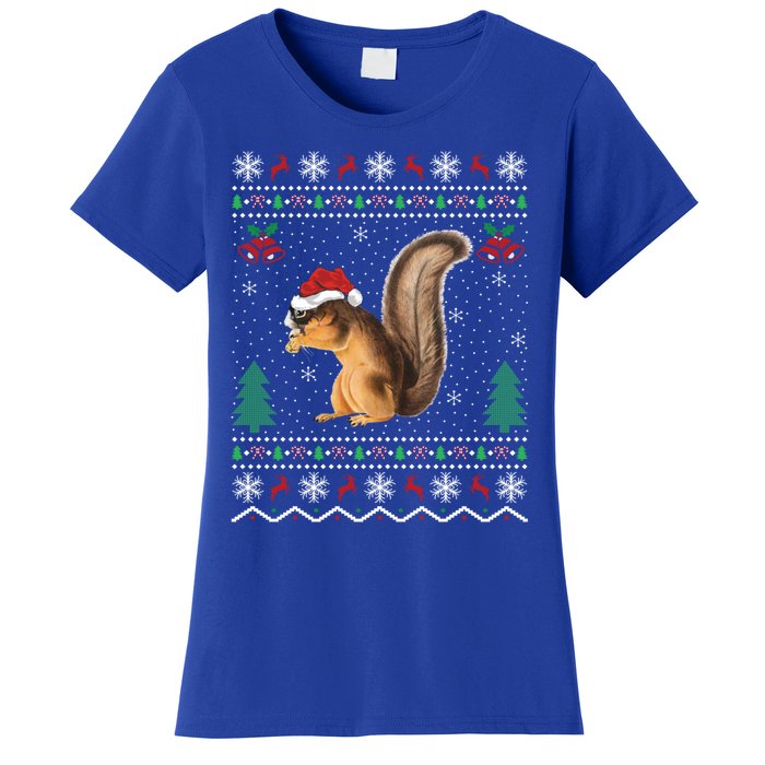 Squirrel Lover Xmas Ugly Santa Hat Squirrel Christmas Gift Women's T-Shirt