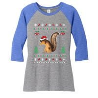 Squirrel Lover Xmas Ugly Santa Hat Squirrel Christmas Gift Women's Tri-Blend 3/4-Sleeve Raglan Shirt