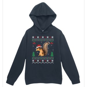 Squirrel Lover Xmas Ugly Santa Hat Squirrel Christmas Gift Urban Pullover Hoodie