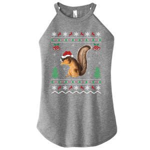 Squirrel Lover Xmas Ugly Santa Hat Squirrel Christmas Gift Women's Perfect Tri Rocker Tank