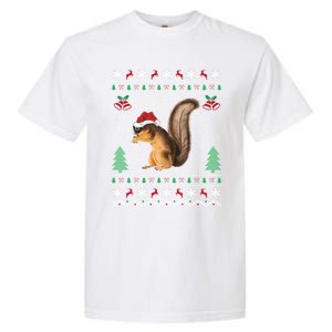 Squirrel Lover Xmas Ugly Santa Hat Squirrel Christmas Gift Garment-Dyed Heavyweight T-Shirt