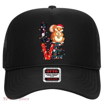 Squirrel Lover Xmas Ornat Decor Ugly Christmas Gift High Crown Mesh Back Trucker Hat