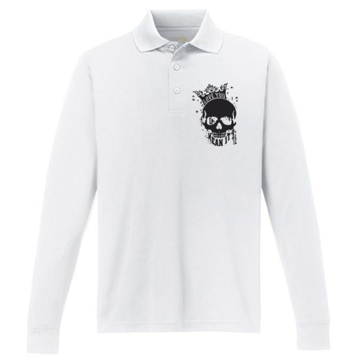 Skull Love You Performance Long Sleeve Polo