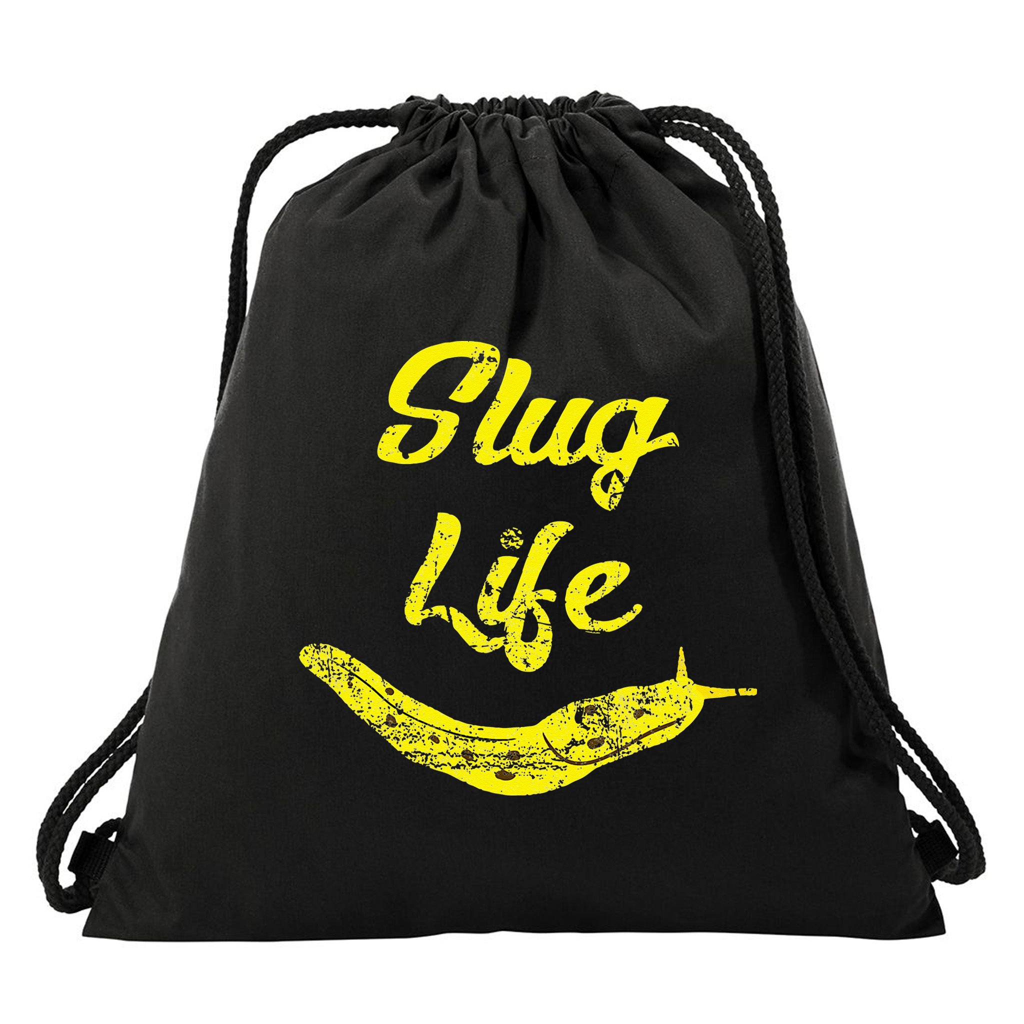 Slug Life Yellow Banana Slug Distressed Drawstring Bag