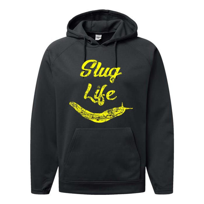 Slug Life Yellow Banana Slug Distressed Performance Fleece Hoodie