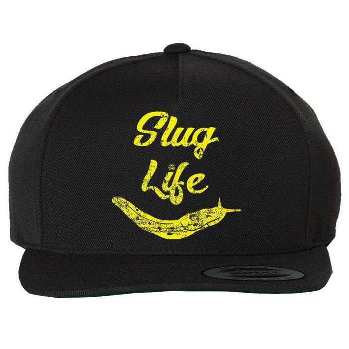 Slug Life Yellow Banana Slug Distressed Wool Snapback Cap