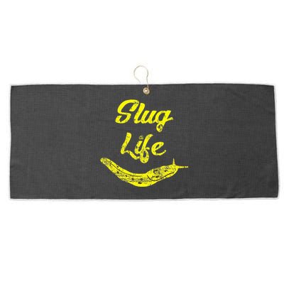 Slug Life Yellow Banana Slug Distressed Large Microfiber Waffle Golf Towel