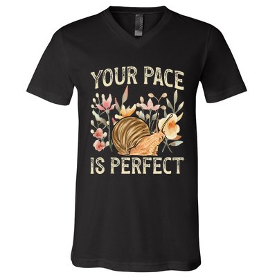 Snail Lover Your Pace Is Perfect Snail V-Neck T-Shirt