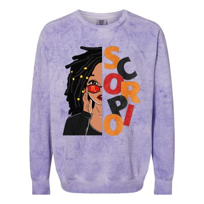 Scorpio Loc'd Zodiac Signs Birthday Black Woman Colorblast Crewneck Sweatshirt