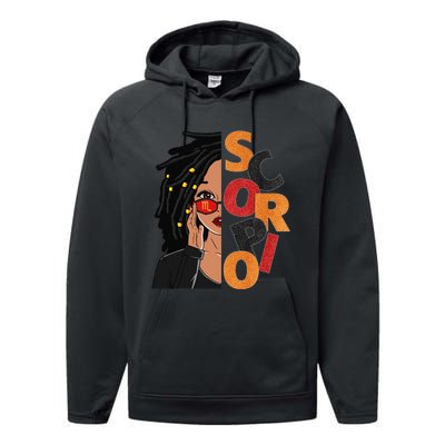 Scorpio Loc'd Zodiac Signs Birthday Black Woman Performance Fleece Hoodie