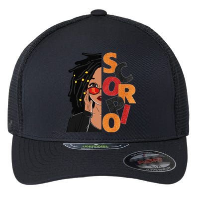 Scorpio Loc'd Zodiac Signs Birthday Black Woman Flexfit Unipanel Trucker Cap