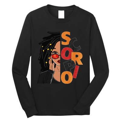 Scorpio Loc'd Zodiac Signs Birthday Black Woman Long Sleeve Shirt