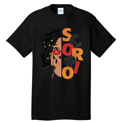 Scorpio Loc'd Zodiac Signs Birthday Black Woman Tall T-Shirt