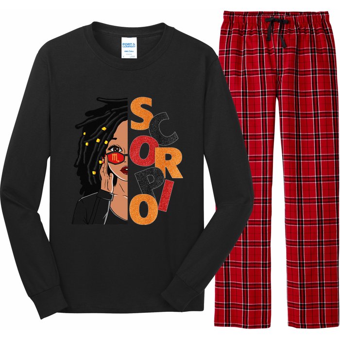 Scorpio Loc'd Zodiac Signs Birthday Black Woman Long Sleeve Pajama Set