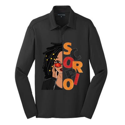 Scorpio Loc'd Zodiac Signs Birthday Black Woman Silk Touch Performance Long Sleeve Polo