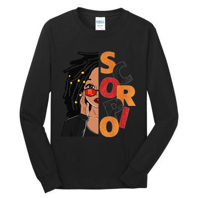 Scorpio Loc'd Zodiac Signs Birthday Black Woman Tall Long Sleeve T-Shirt