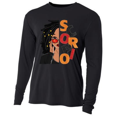 Scorpio Loc'd Zodiac Signs Birthday Black Woman Cooling Performance Long Sleeve Crew