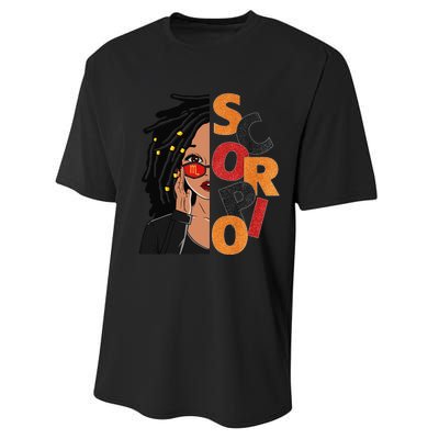 Scorpio Loc'd Zodiac Signs Birthday Black Woman Performance Sprint T-Shirt